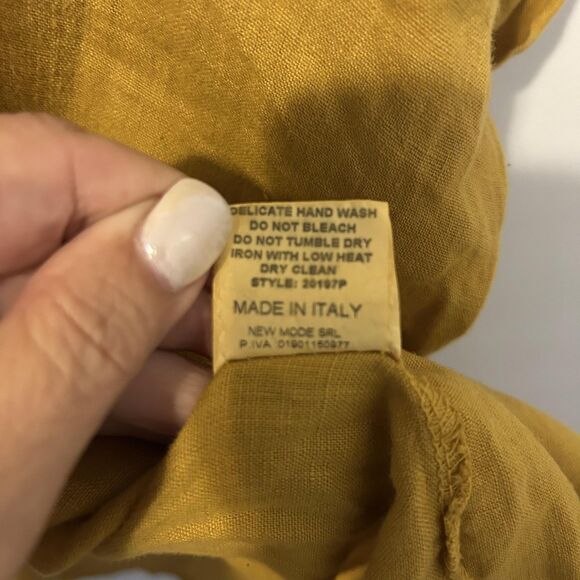 Bella Umbra Tunic top Womens 3X Yellow Linen Cotton Made Italy Boho beach office - Picture 7 of 11